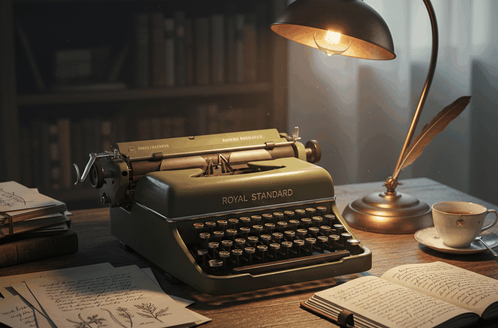 Vintage typewriter with handwritten notes