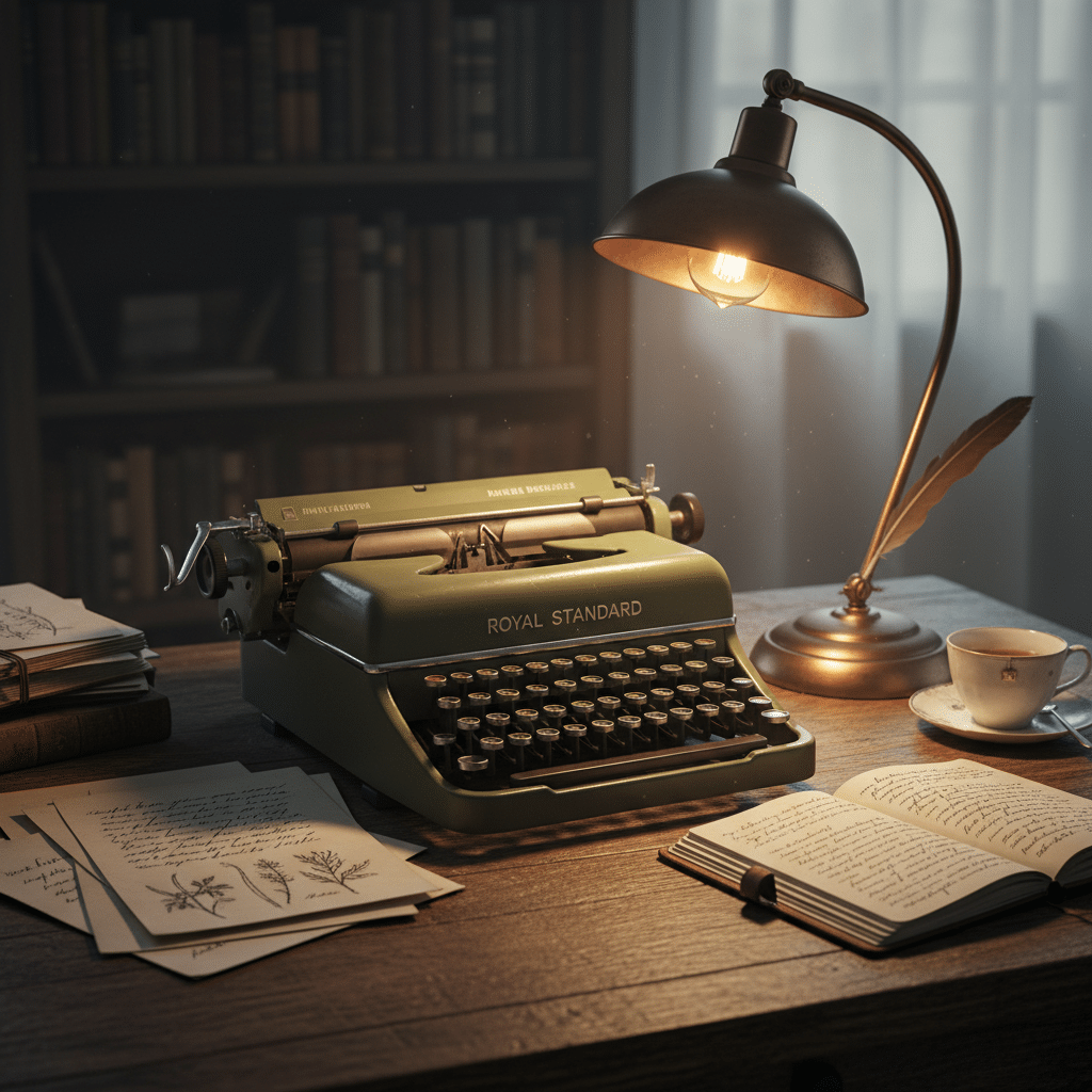 Vintage typewriter with handwritten notes