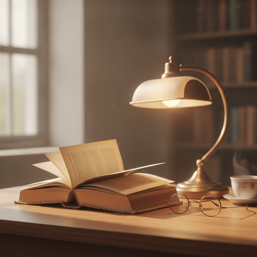 Open book beside reading glasses in warm lamplight, an honest study of the critique of A Course in Miracles